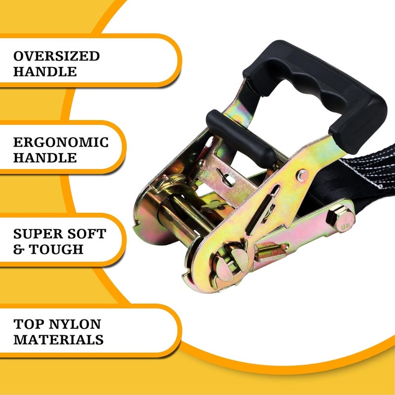 sumpluct Endless Retractable Ratchet Straps 1650 lb Break Strength 2in x 10 Ft (No Hooks) Tie Down Kit Set Car Cargo Strap for Securing Stuff - Image 4